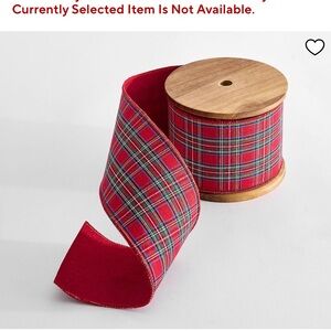 NWT Pottery Barn Red Plaid Ribbon Roll